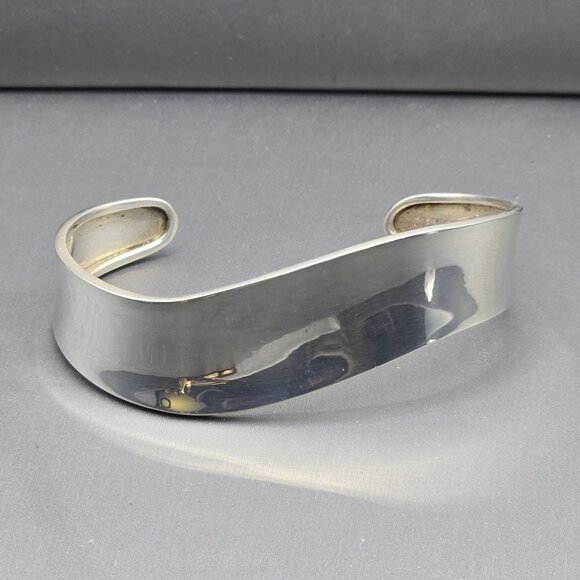 VTG Caravantes Sterling Silver Wave Cuff Bracelet 7" Signed C11 Mexico 1980s - Picture 9 of 10